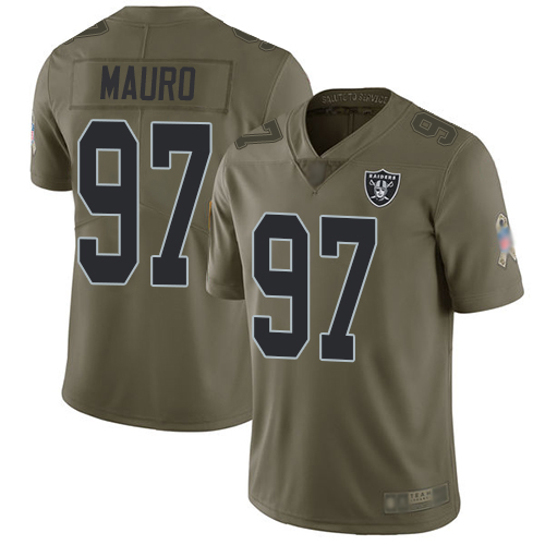 Men Oakland Raiders Limited Olive Josh Mauro Jersey NFL Football #97 2017 Salute to Service Jersey->oakland raiders->NFL Jersey